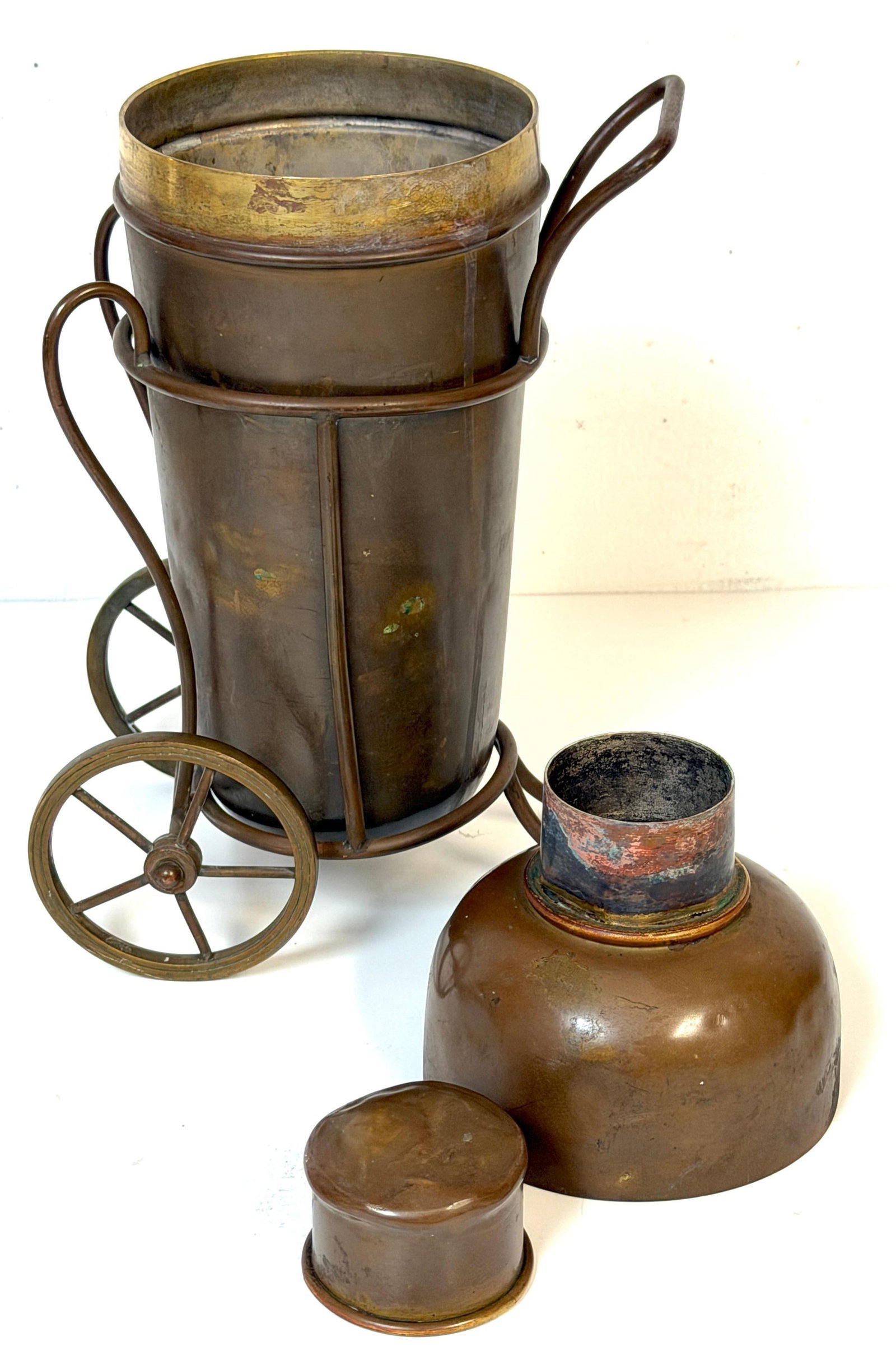 Italian Interwar Industrial Copper Cocktail Shaker with Wheeled Caddy, 1925-35 - 14