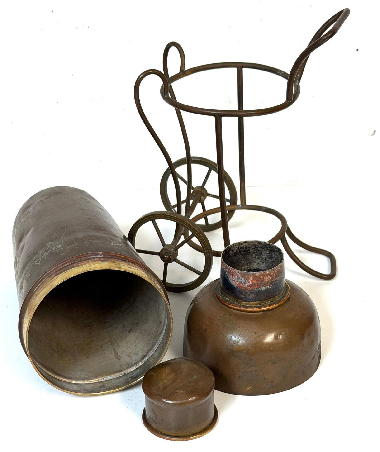 Italian Interwar Industrial Copper Cocktail Shaker with Wheeled Caddy, 1925-35 - 15