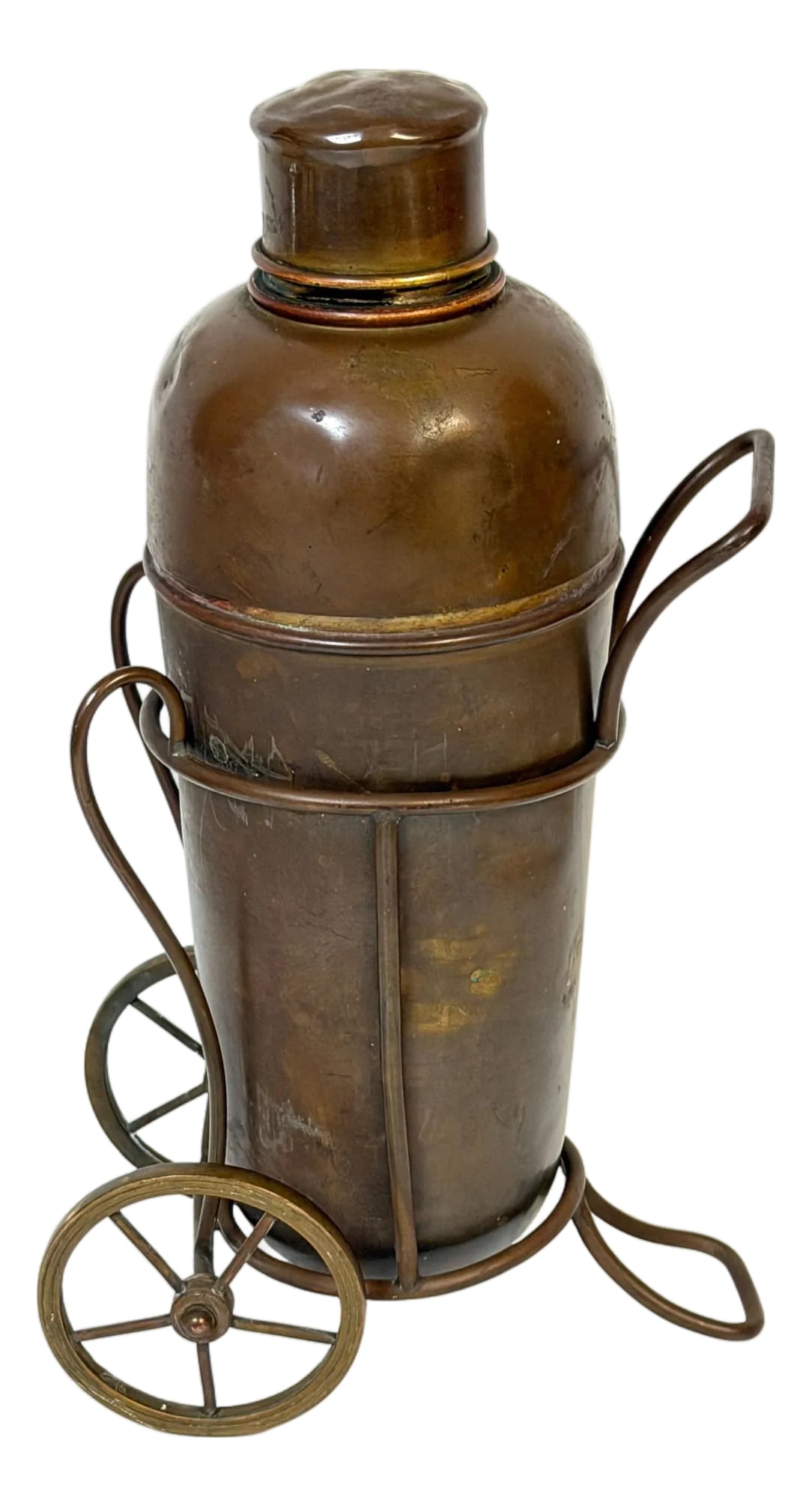 Italian Interwar Industrial Copper Cocktail Shaker with Wheeled Caddy, 1925-35 (1 of 18)