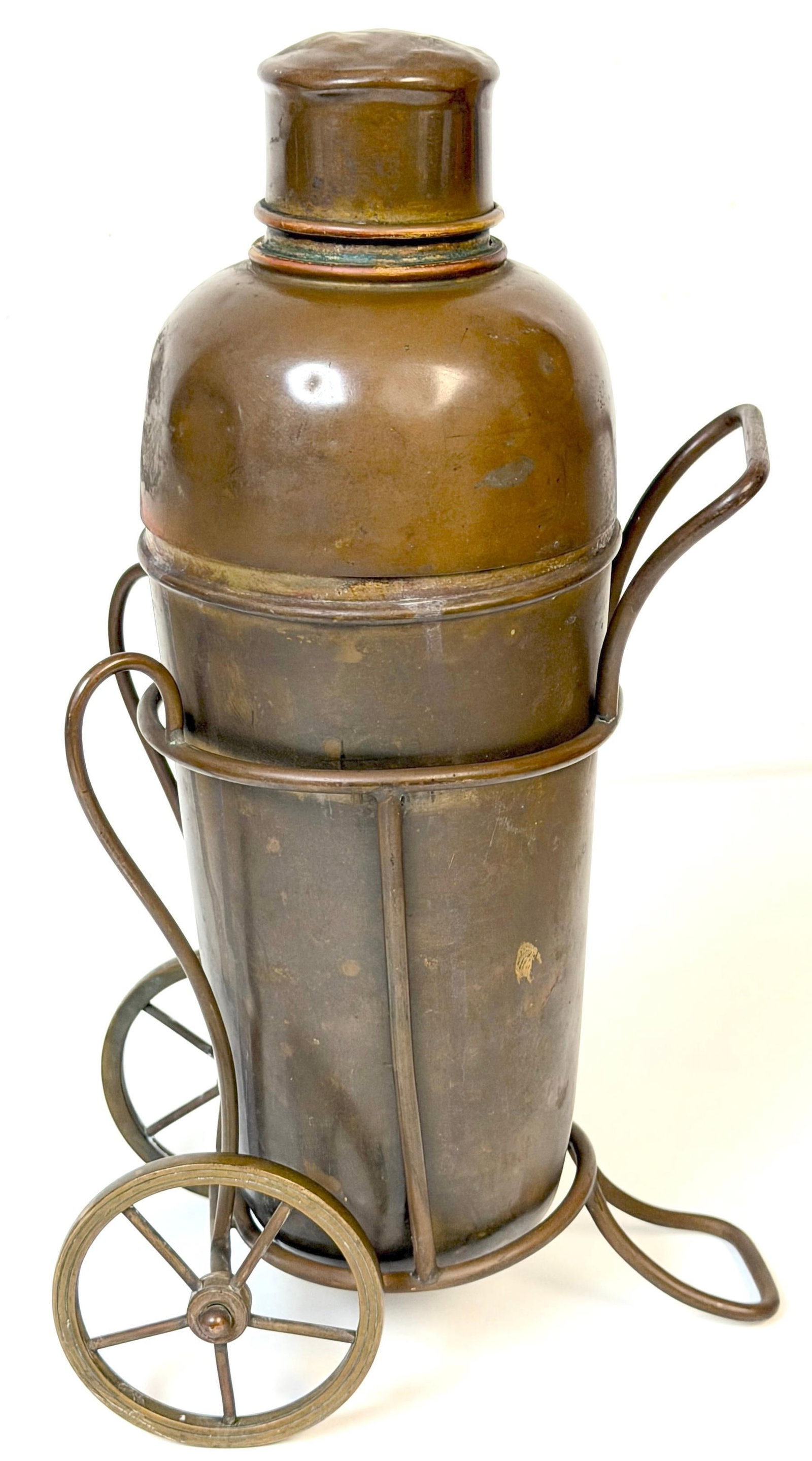 Italian Interwar Industrial Copper Cocktail Shaker with Wheeled Caddy, 1925-35 - 6
