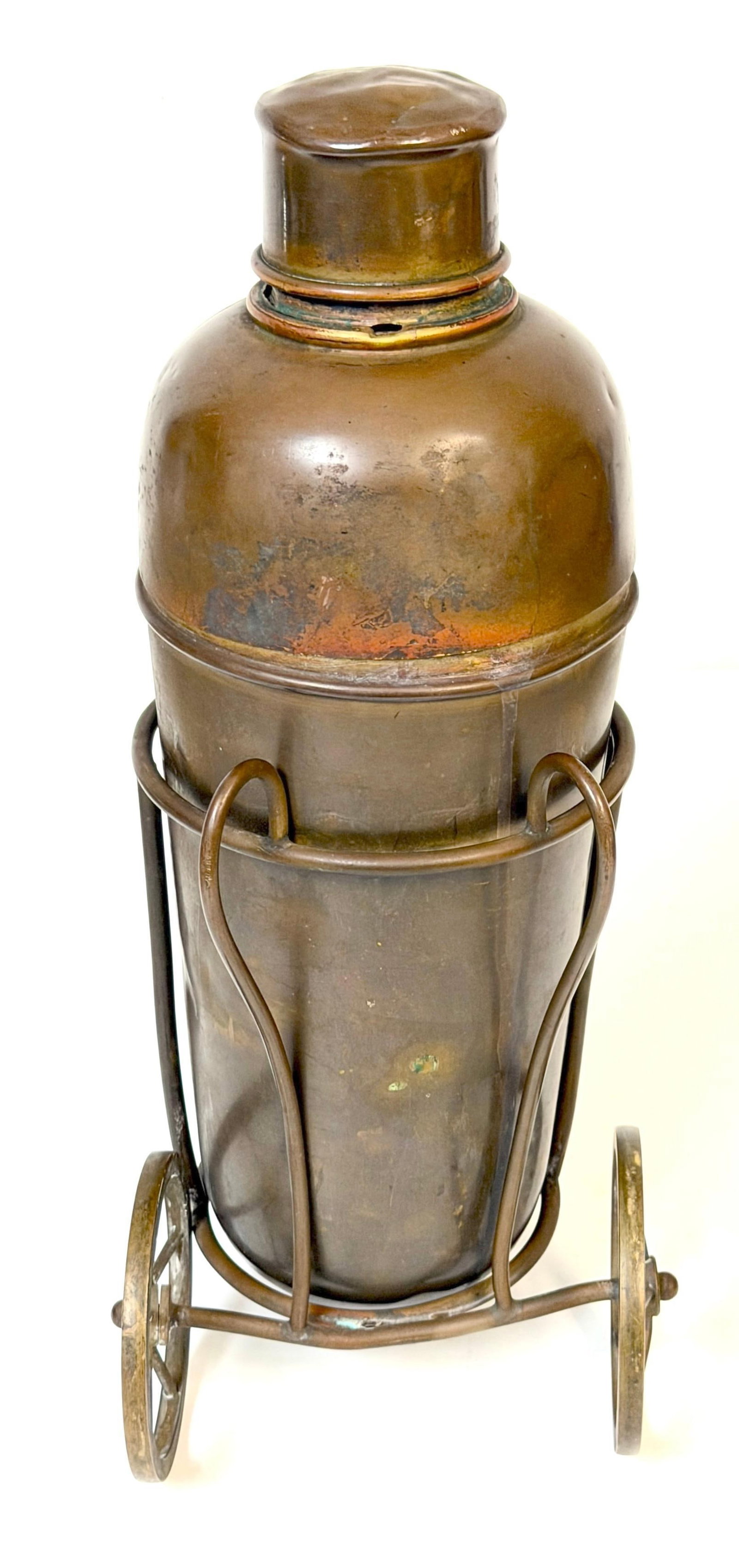 Italian Interwar Industrial Copper Cocktail Shaker with Wheeled Caddy, 1925-35 - 7