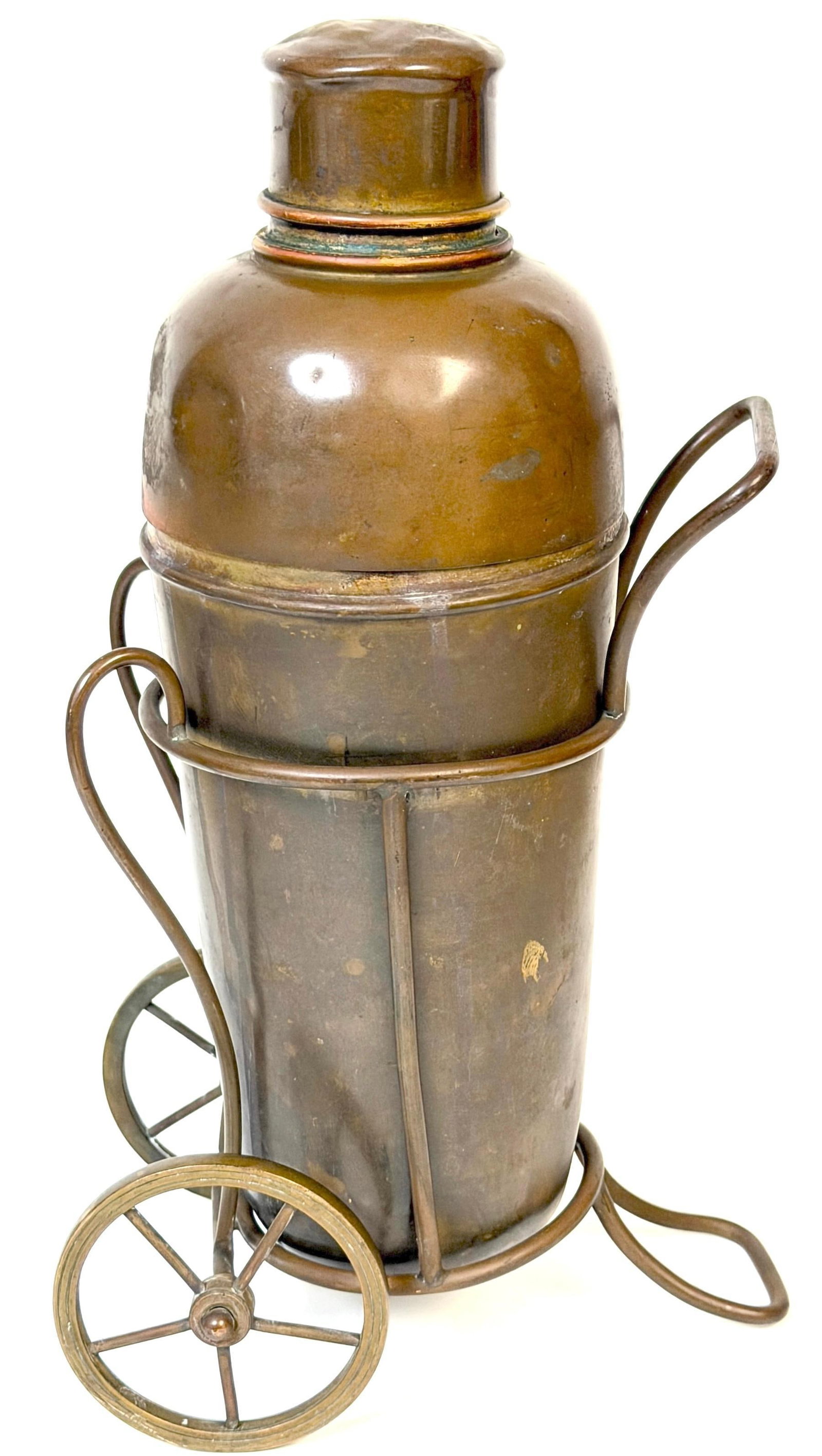 Italian Interwar Industrial Copper Cocktail Shaker with Wheeled Caddy, 1925-35 - 8