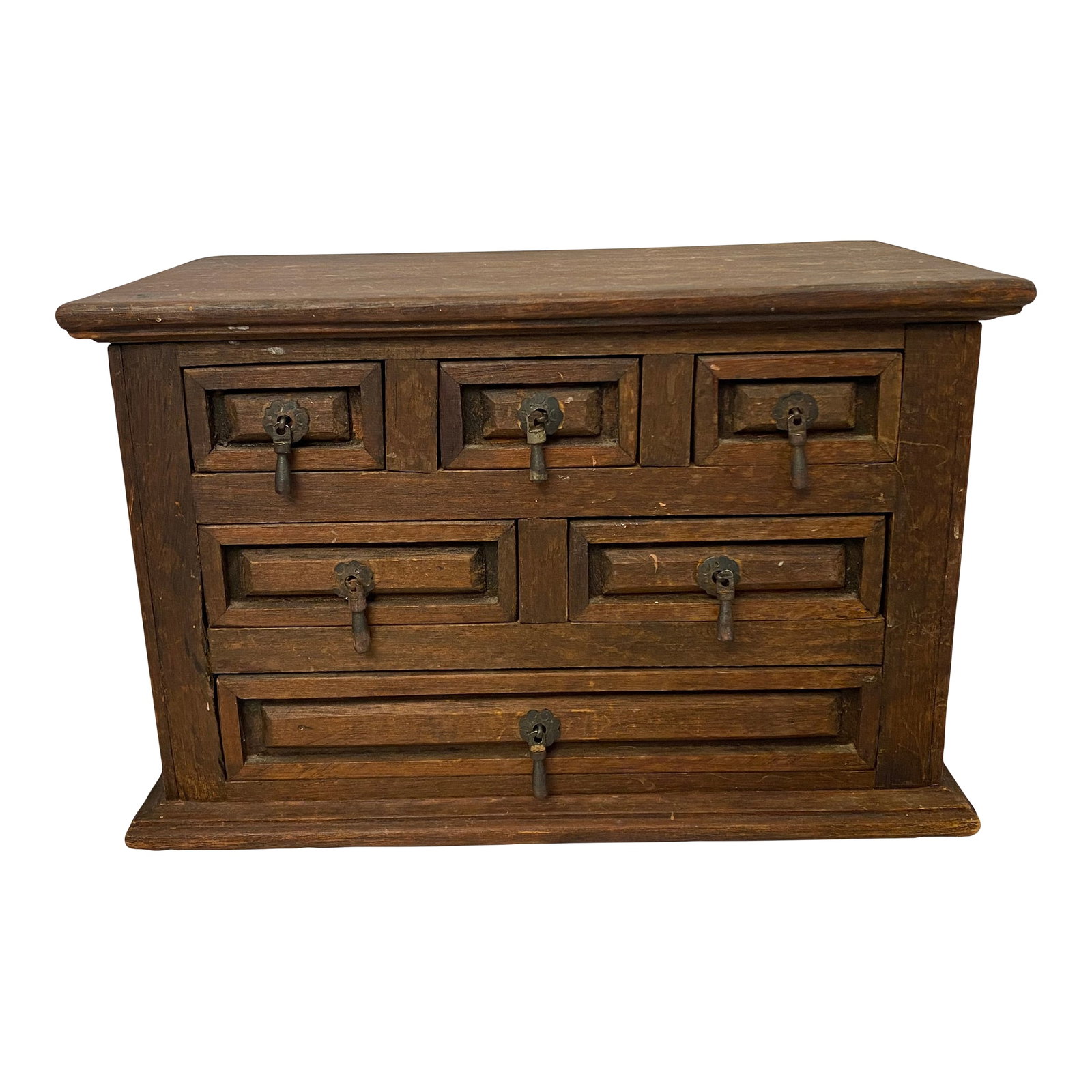 Mid 20th Century Mexican Wooden Tabletop Chest by Artes De Mexico Internacionales: Item: Wooden Tabletop Chest Period: Mid-20th Century Country of Origin: Mexico Dimensions: 13.5" W x 7.5" D x 8.75" H Features: Intricate detailing, natural wood finish, robust construction Brand: