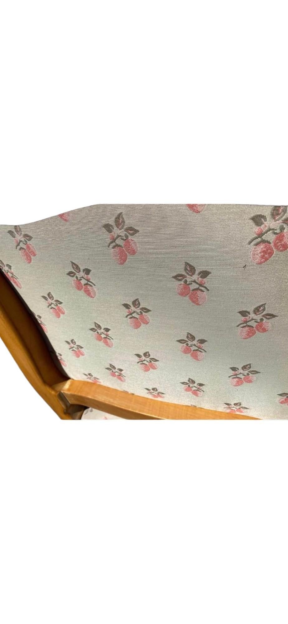 Pair of Mid Century French Provincial Skirted Dining Chairs in Floral Upholstery - 3