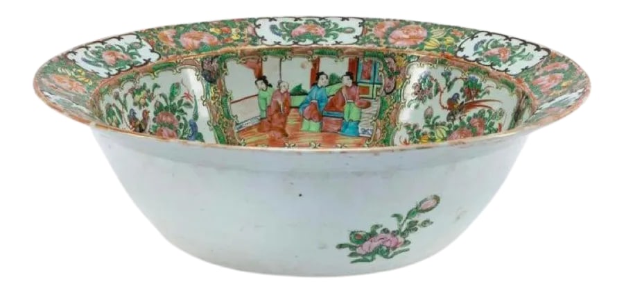 19th Century Chinese Rose Medallion Centerpiece or Punch Bowl (1 of 6)