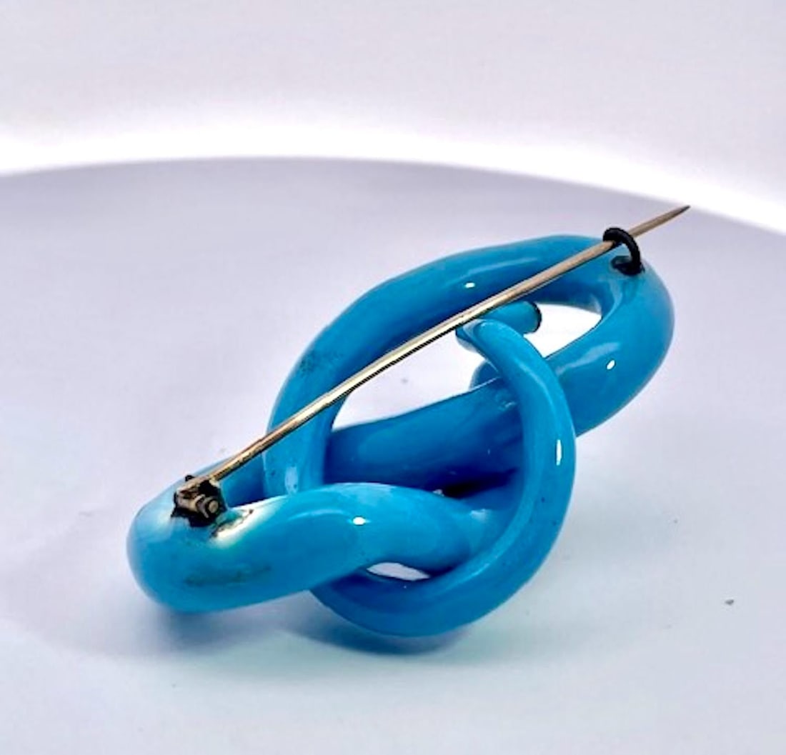 Antique Circa 1890 Enamel Diamond Snake Brooch, 38.4g Gold, Blue - 3