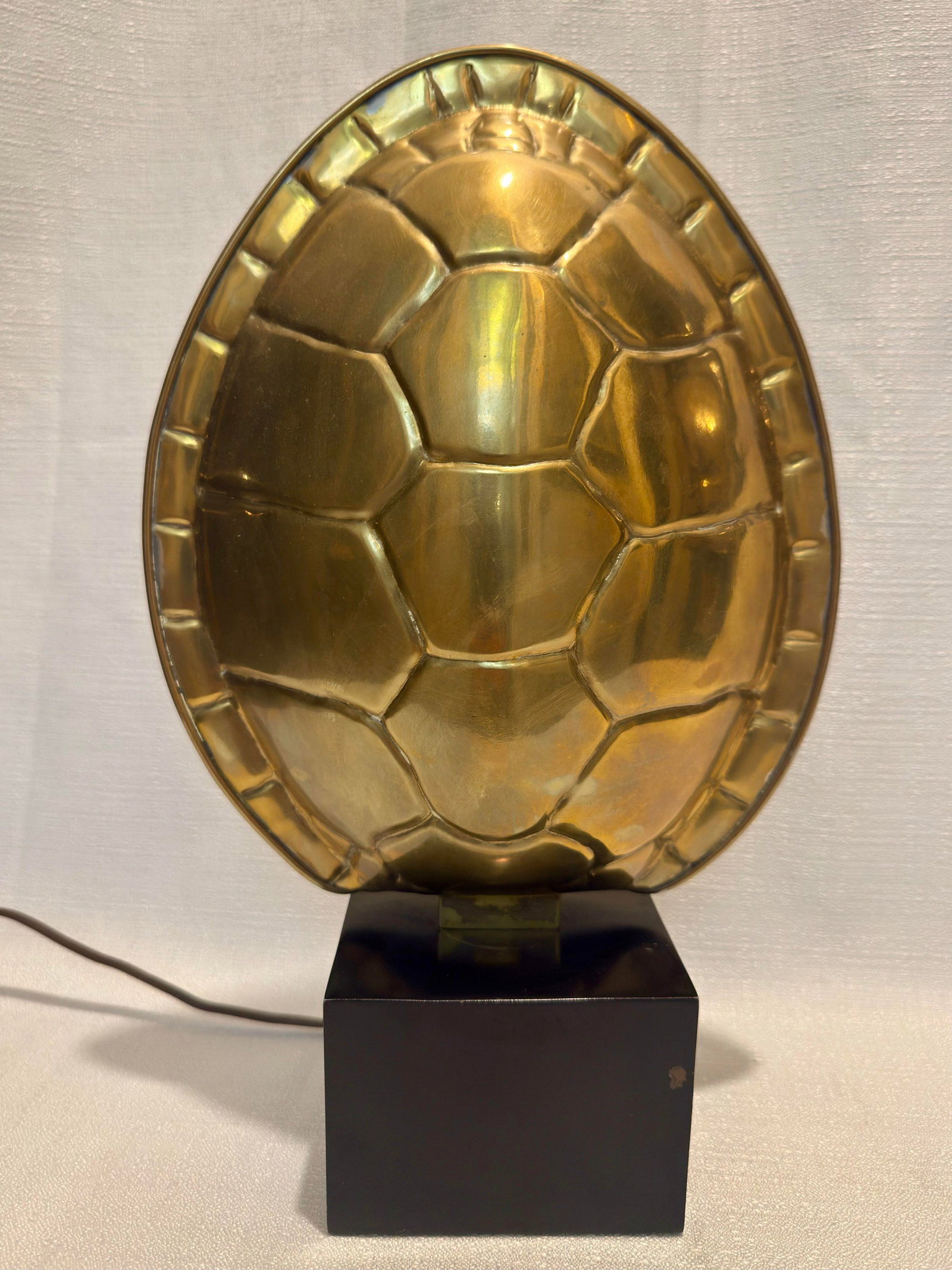1970s Karl Springer Style Faux Turtle Shell Accent Lamp - 4