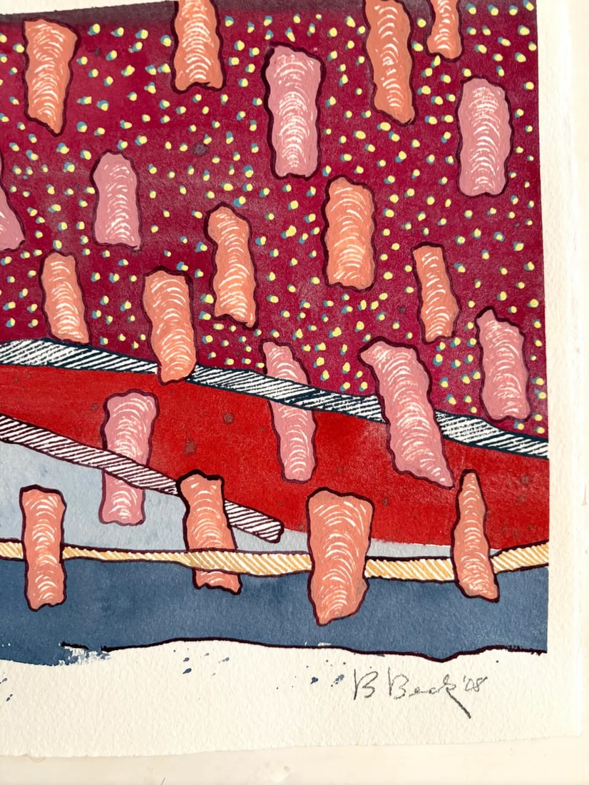 Barbara Beck Abstract Watercolor Painting on Paper 2008 - Signed/Dated - 2