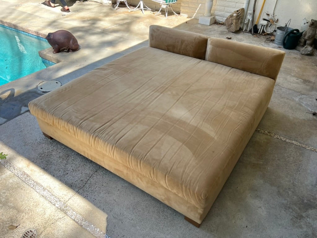 Custom Camel Microsuede Square Daybed or Double Chaise Lounge With Down Pillows - 10