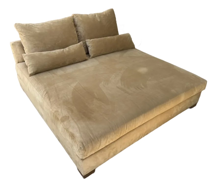 Custom Camel Microsuede Square Daybed or Double Chaise Lounge With Down Pillows (1 of 12)