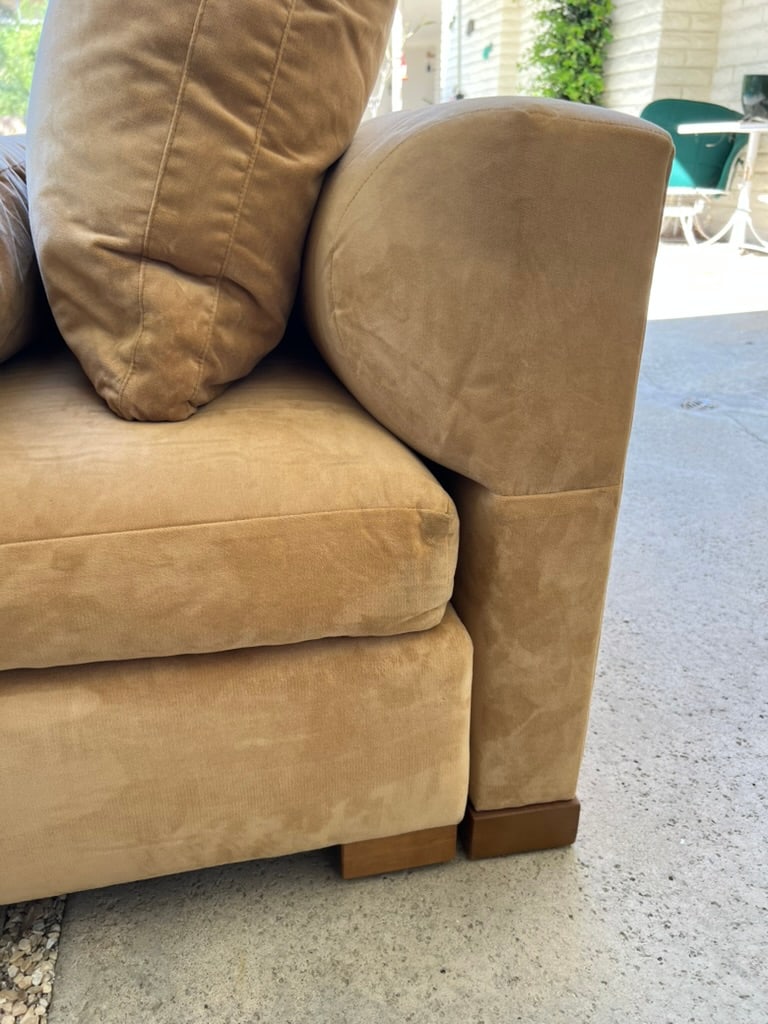 Custom Camel Microsuede Square Daybed or Double Chaise Lounge With Down Pillows - 3
