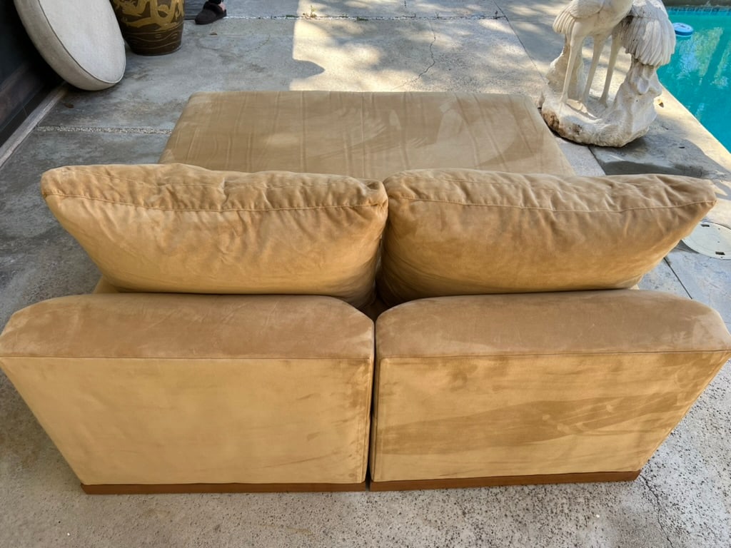 Custom Camel Microsuede Square Daybed or Double Chaise Lounge With Down Pillows - 8