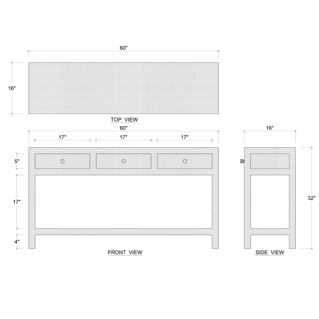 Natural Rattan Console Table - Open Box - 4