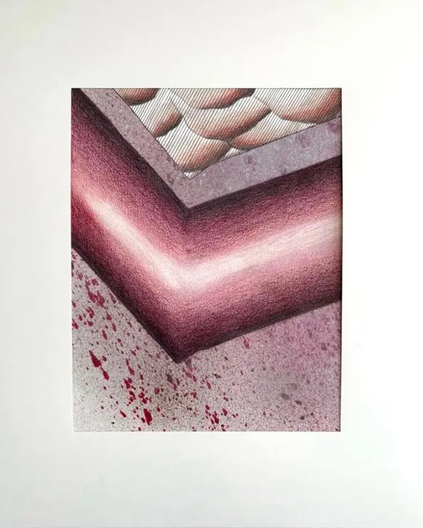 1970s Barbara Beck Mixed Watercolor and Graphite on Paper - Matted: Stunning highly detailed watercolor and graphite on paper in matt. From the a studio of Barbara Beck. Not signed. Barbara Beck artist. Beck's work is inspired by artist such as Helen Frankenthaler, Ya