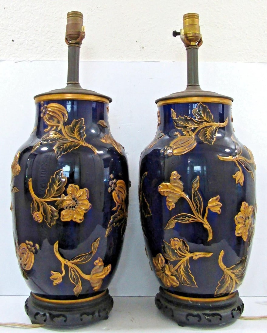 Late 19th Century Keller & Guerin French Porcelain Vase With Lion Rampant Table Lamps - a Pair - 4