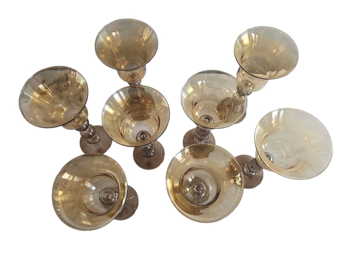 1980s Parise Vetro Venetian Murano Set of Wine Glasses - Set of 8 - 2