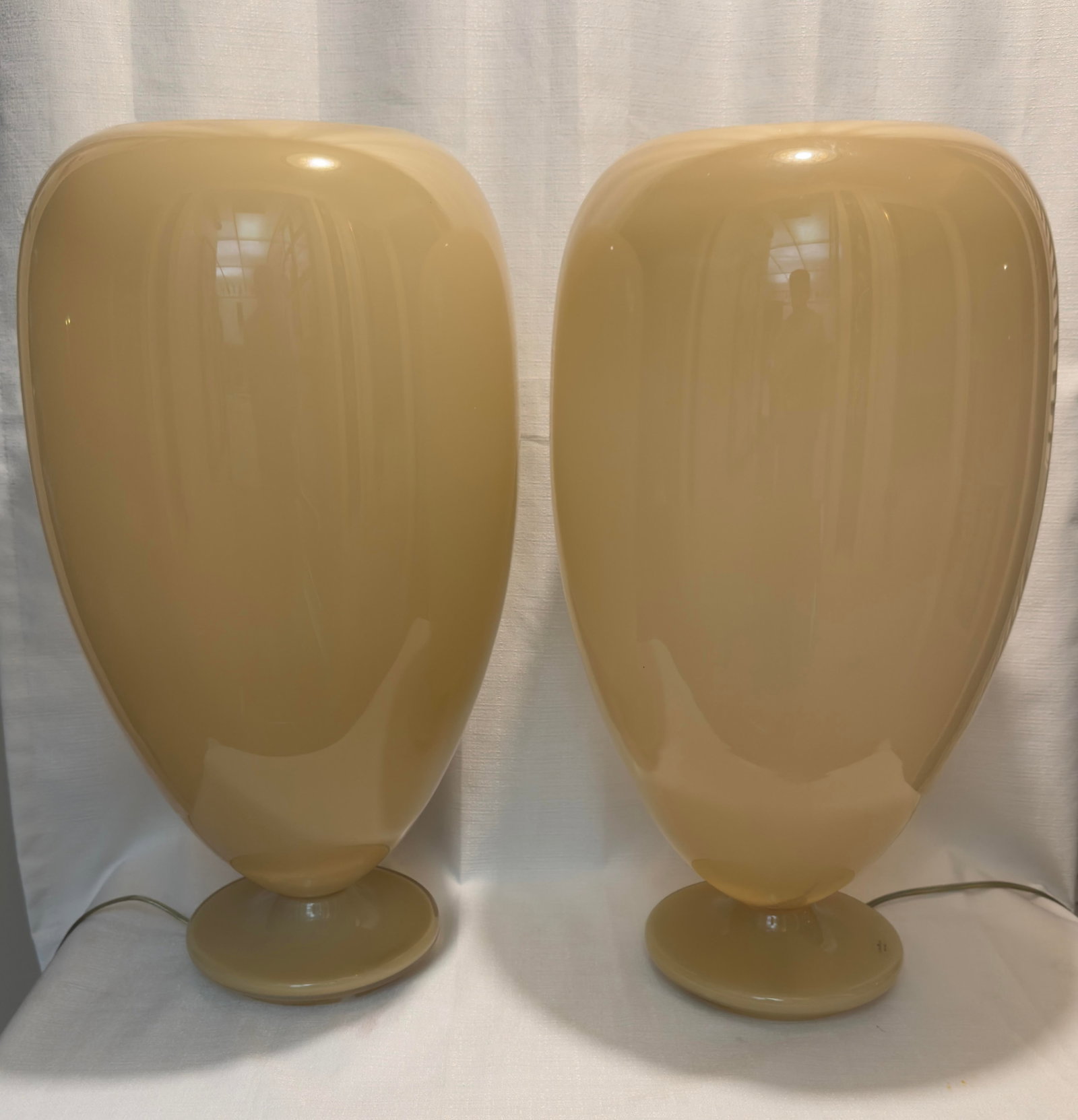 2000s Polish Biomorphic Balloon Glass Lamps by Global Views - A Pair - 6