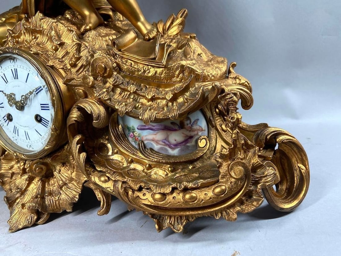 1860s Japy Freres Louis XVI Gold Bronze Sevres Clock - 11