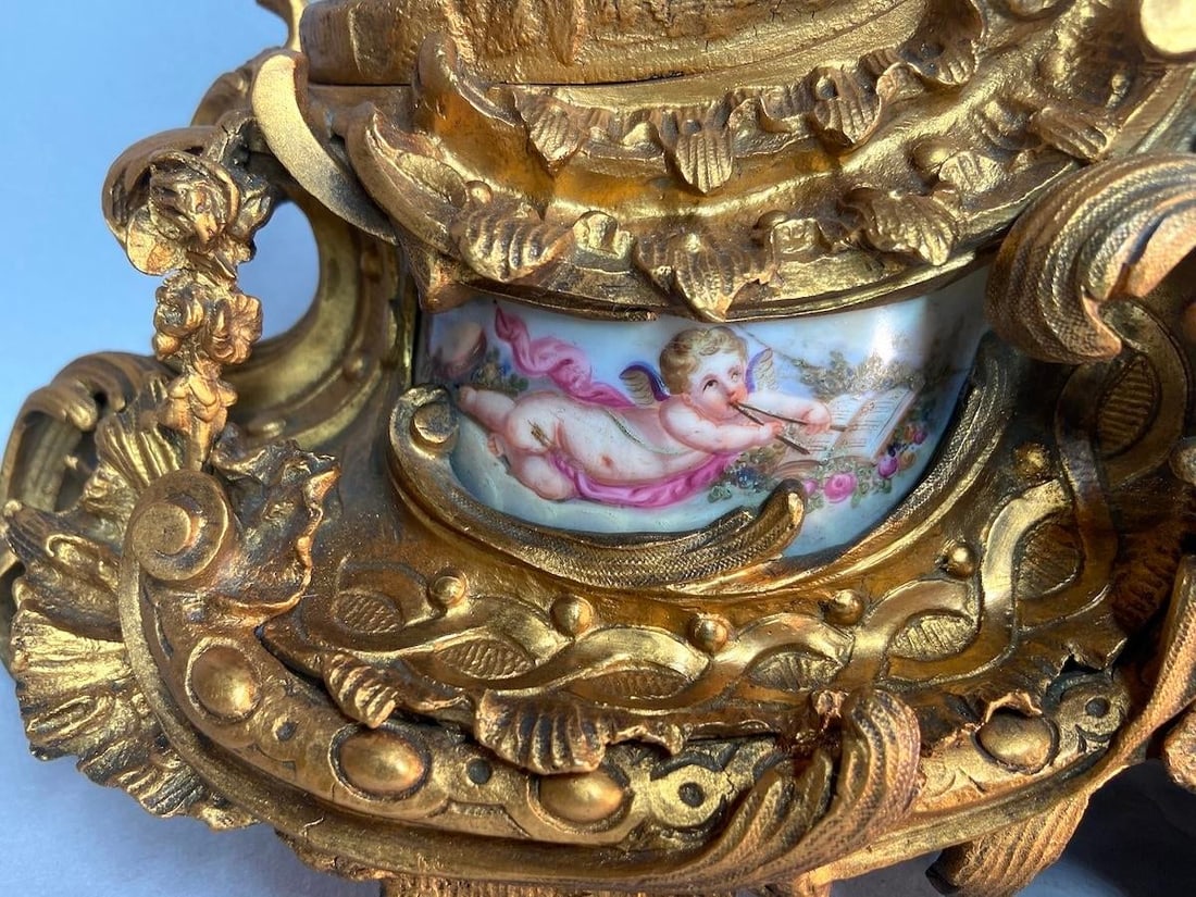 1860s Japy Freres Louis XVI Gold Bronze Sevres Clock - 16