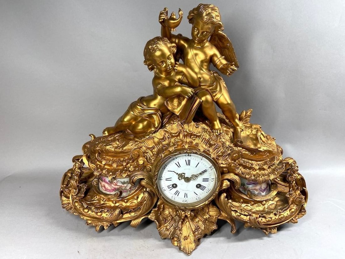 1860s Japy Freres Louis XVI Gold Bronze Sevres Clock - 18