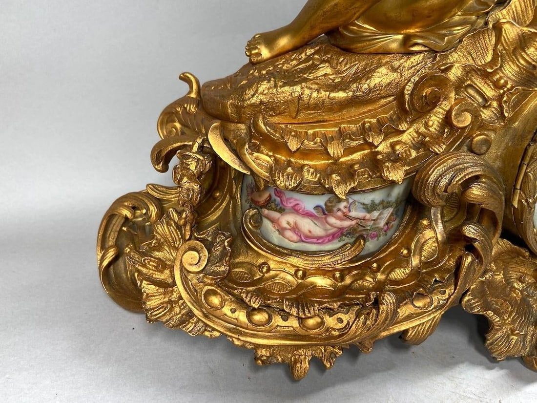 1860s Japy Freres Louis XVI Gold Bronze Sevres Clock - 9