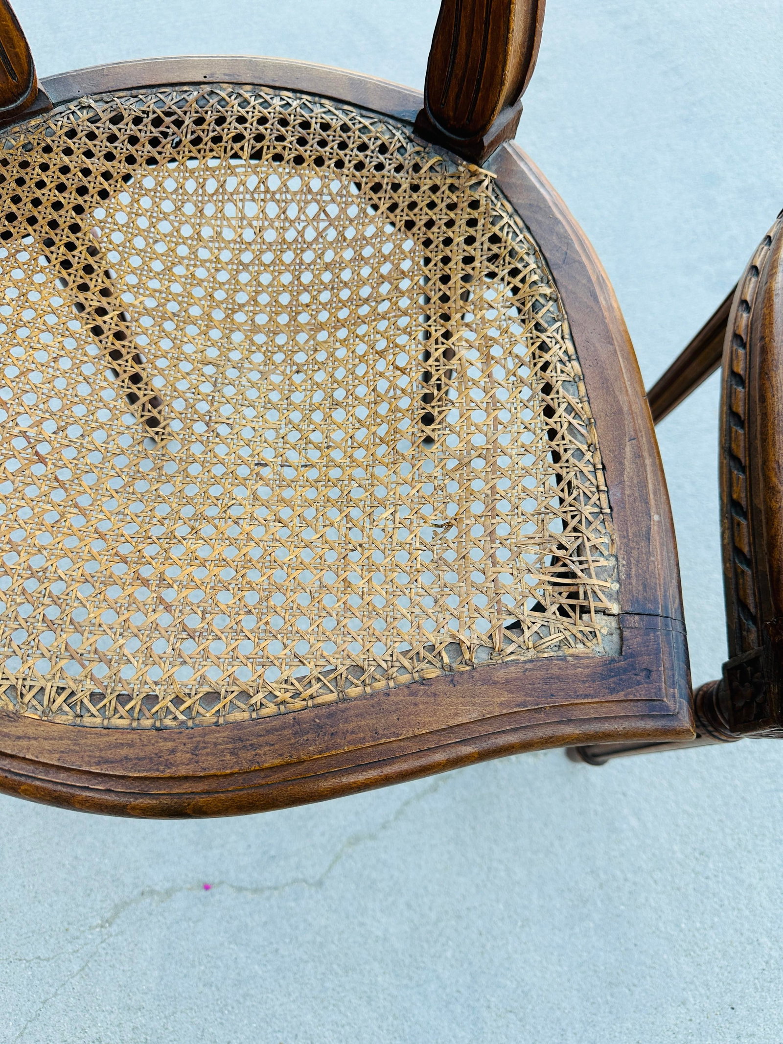 Vintage French Louis XVI Medallion Cane Back Chairs- A Set - 11