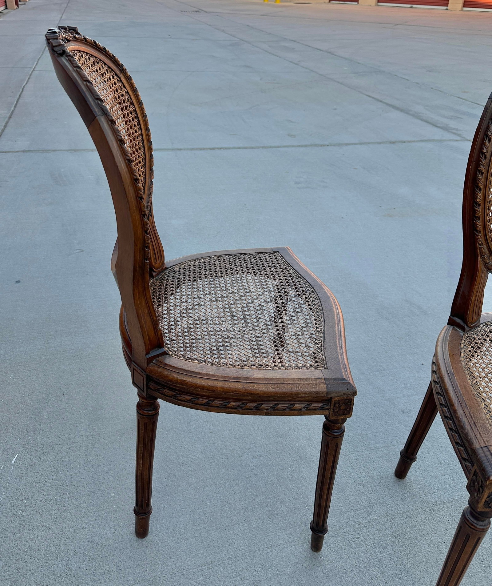 Vintage French Louis XVI Medallion Cane Back Chairs- A Set - 7