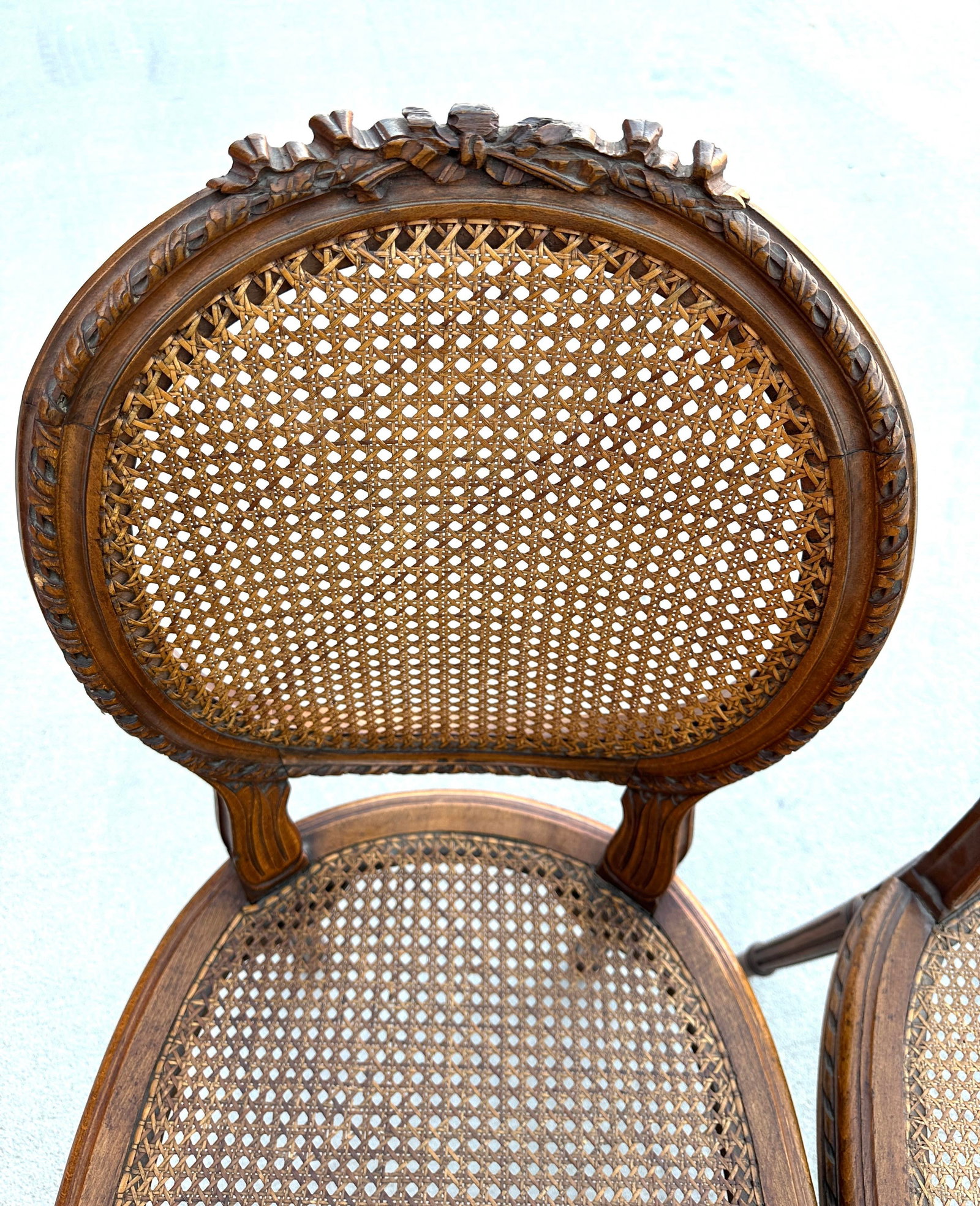 Vintage French Louis XVI Medallion Cane Back Chairs- A Set - 9