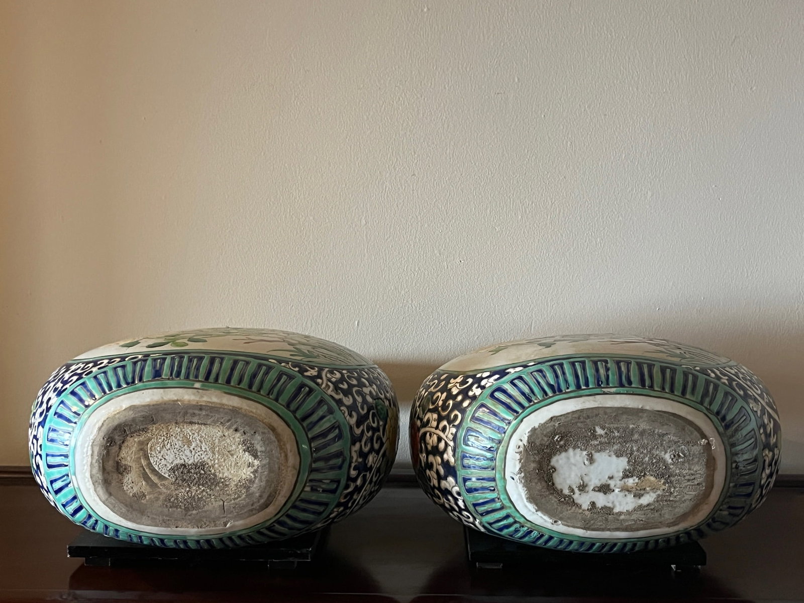 Antique 15" Chinese Famille Rose Moon Flask Vases - Guangxu Period Pair - 7
