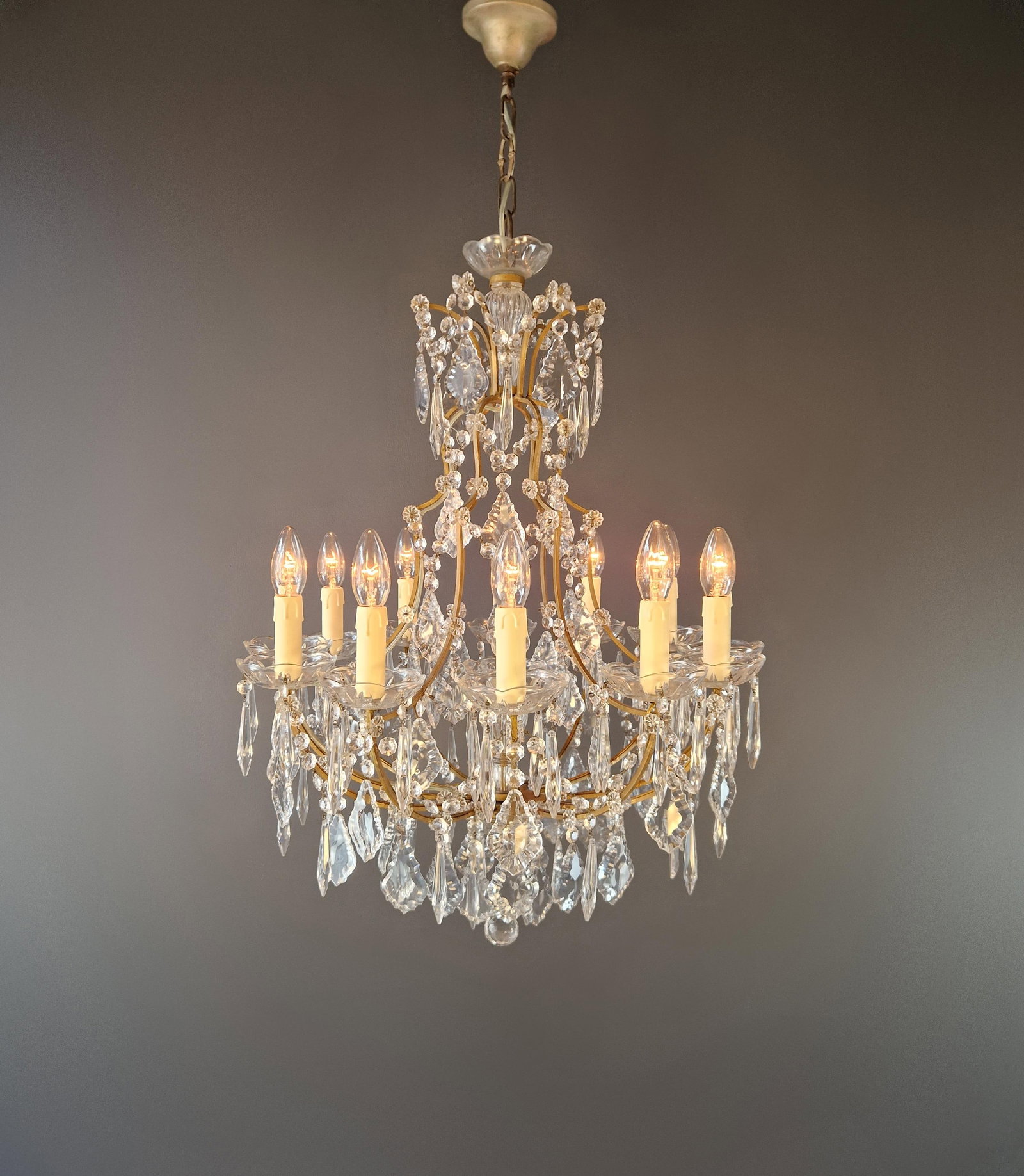 Antique Elegant French-Italian Crystal Chandelier Louis XVI Style Restored - 14