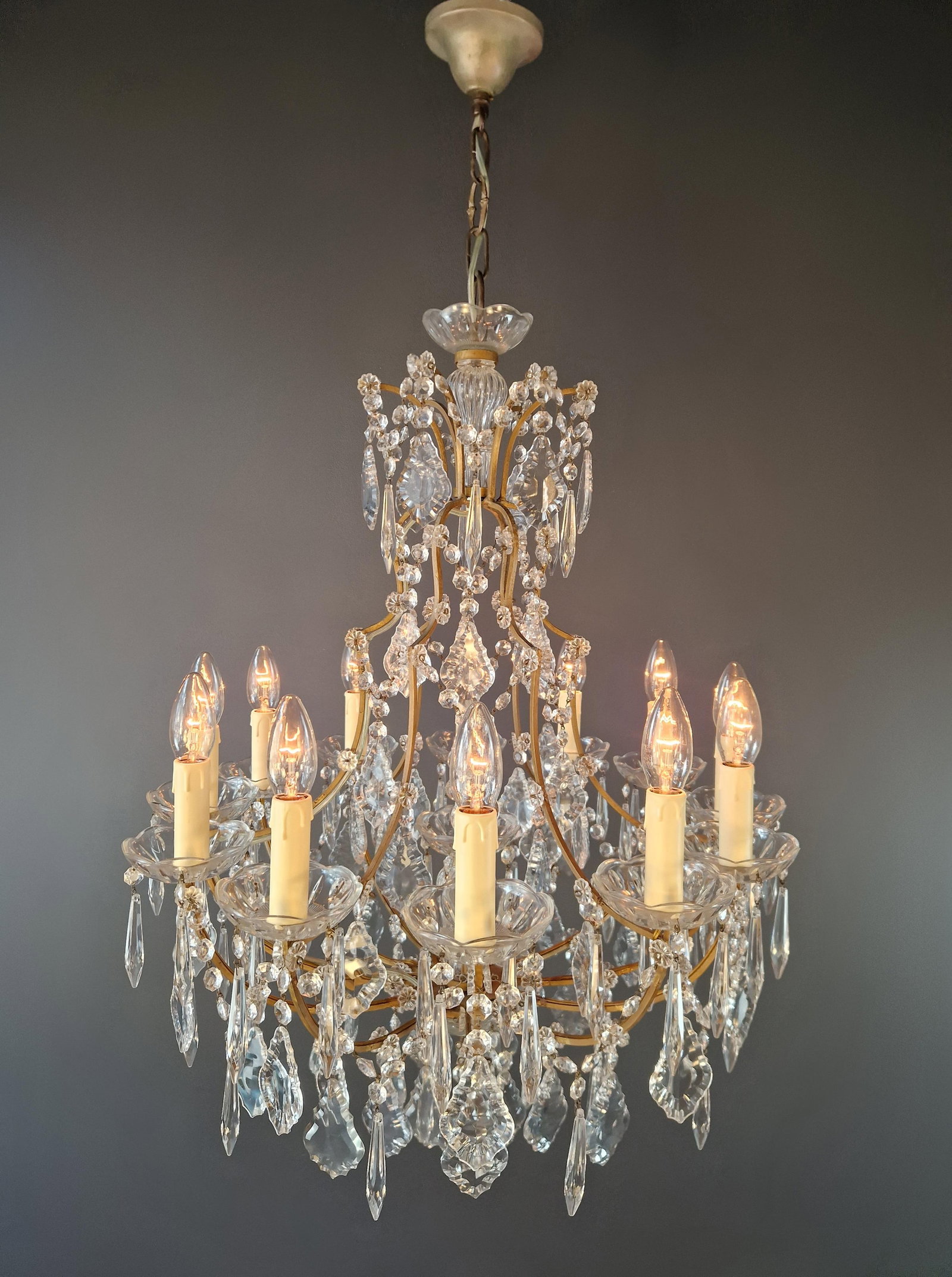 Antique Elegant French-Italian Crystal Chandelier Louis XVI Style Restored - 15