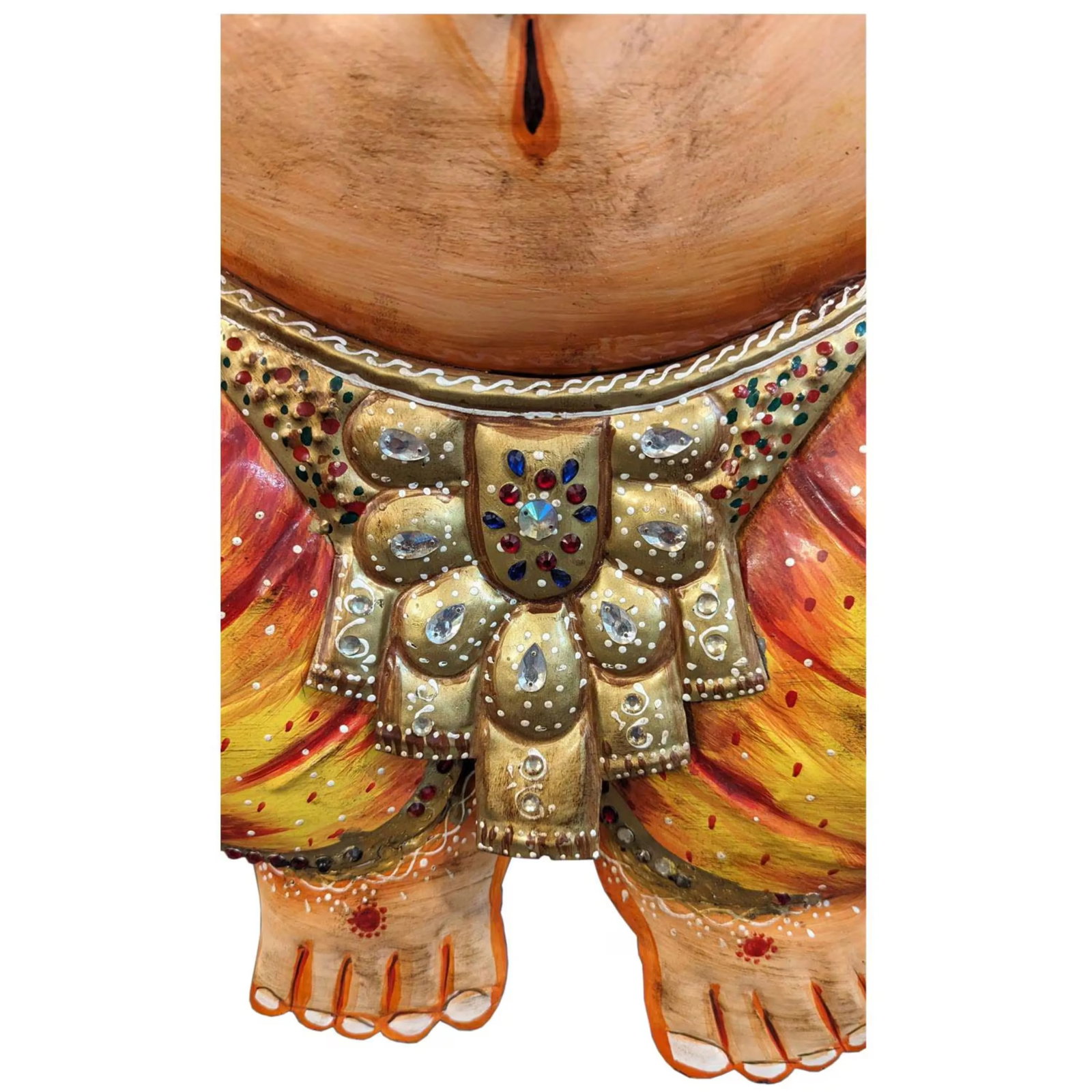 Vintage Large Ganesha Metal Wall Art | 36" Hand Painted Ganpati Sculpture | Indian Spiritual Home De - 5
