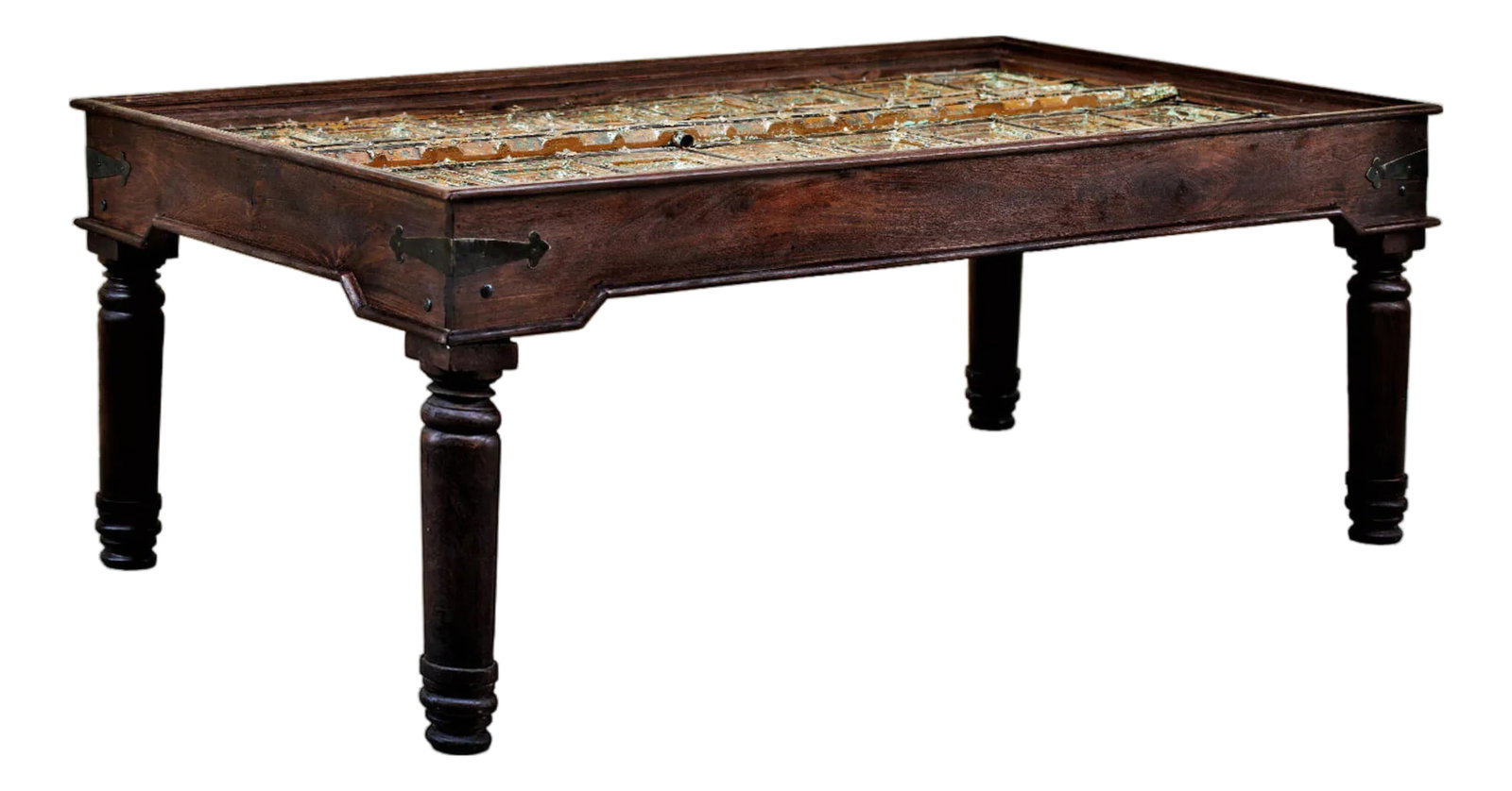 1920s Rustic Dark Brown Reclaimed Wood Dining Table – 1 Piece (1 of 8)