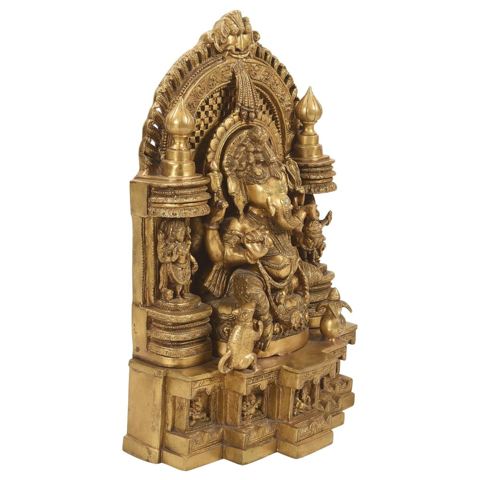 1960s 18 Inch Brass Ganesha Statue | Hindu Elephant God Ganpati Sculpture for Home Mandir Decor | Tr - 4