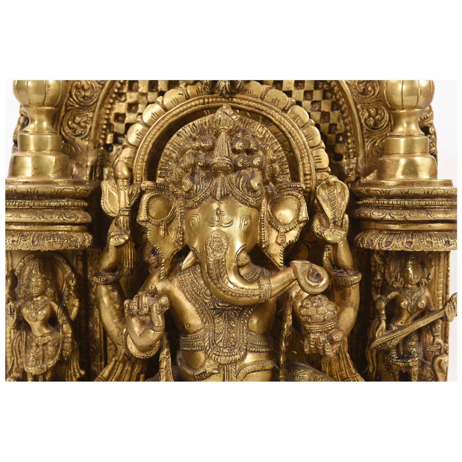 1960s 18 Inch Brass Ganesha Statue | Hindu Elephant God Ganpati Sculpture for Home Mandir Decor | Tr - 6
