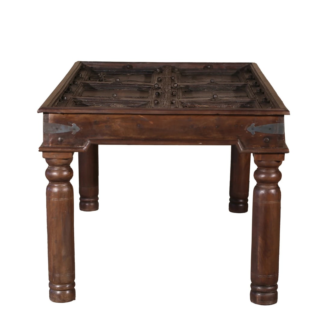 1930s Rustic Farmhouse Reclaimed Wood Antique Door Dining Table - 3