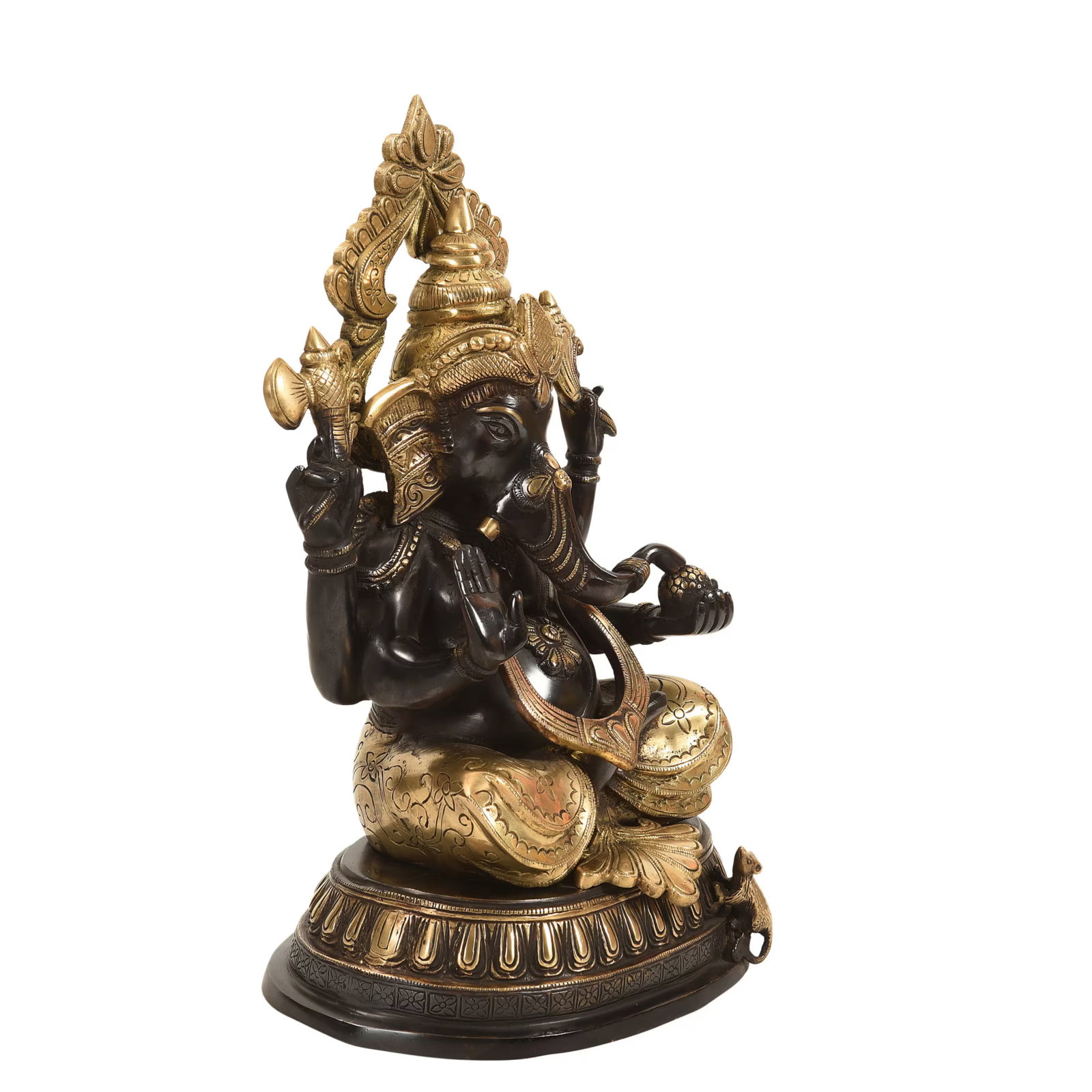 Mid 20th Century 18" Black & Gold Ganesha Brass Statue - 3