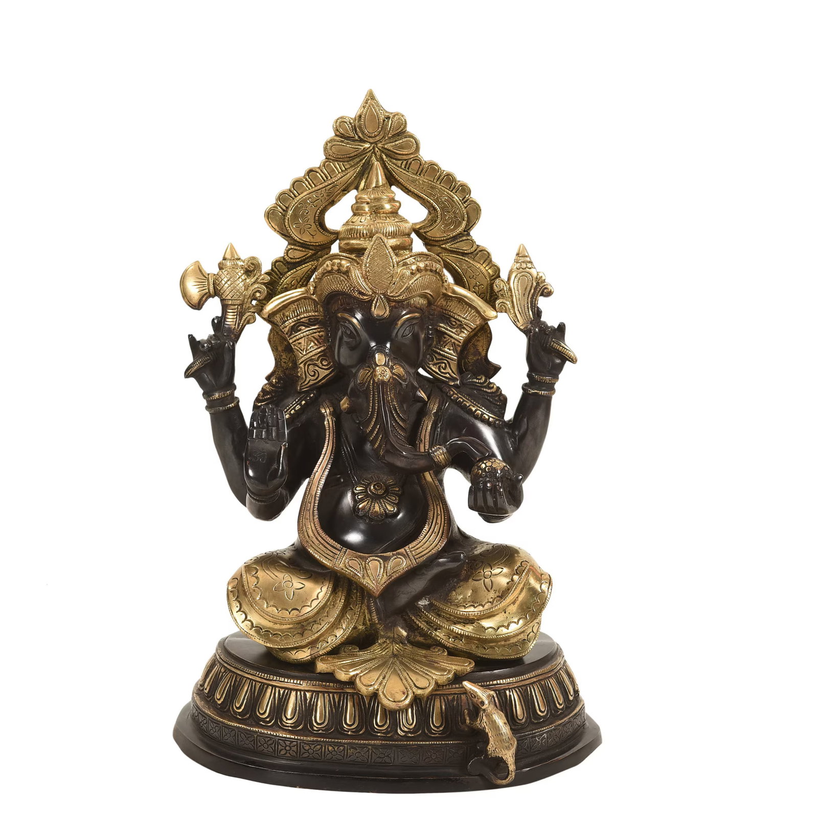 Mid 20th Century 18" Black & Gold Ganesha Brass Statue - 4