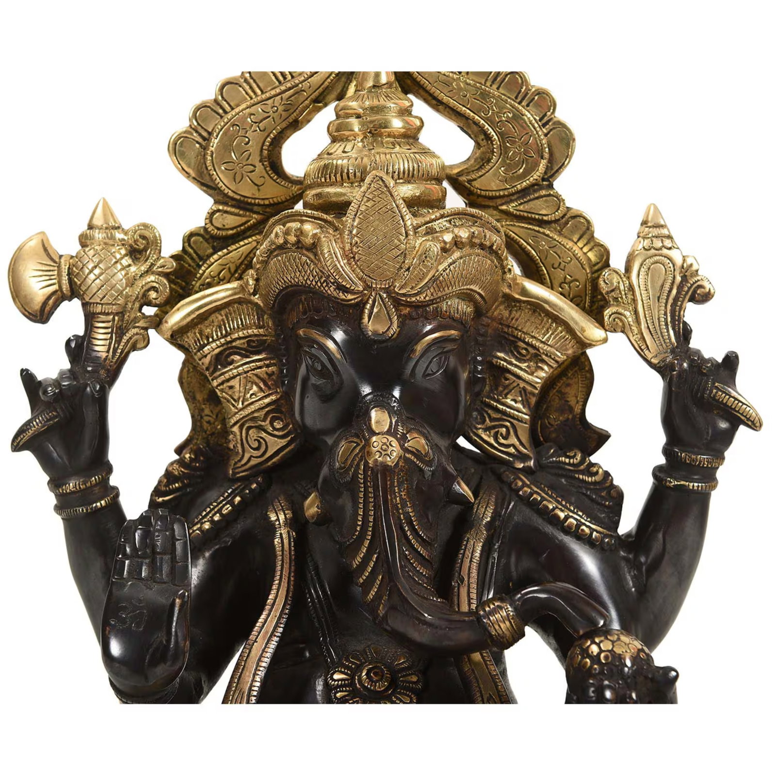 Mid 20th Century 18" Black & Gold Ganesha Brass Statue - 5