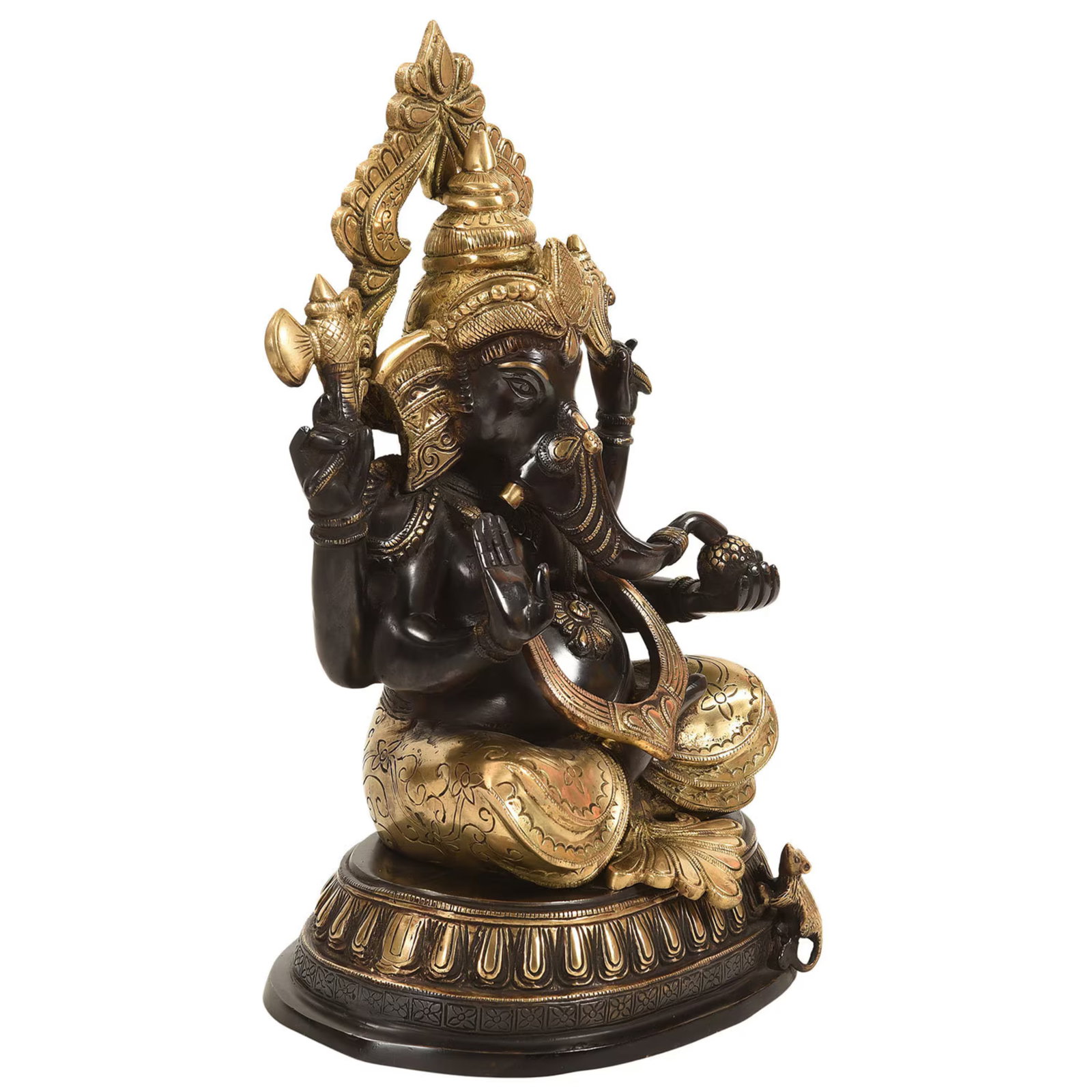 Mid 20th Century 18" Black & Gold Ganesha Brass Statue - 6