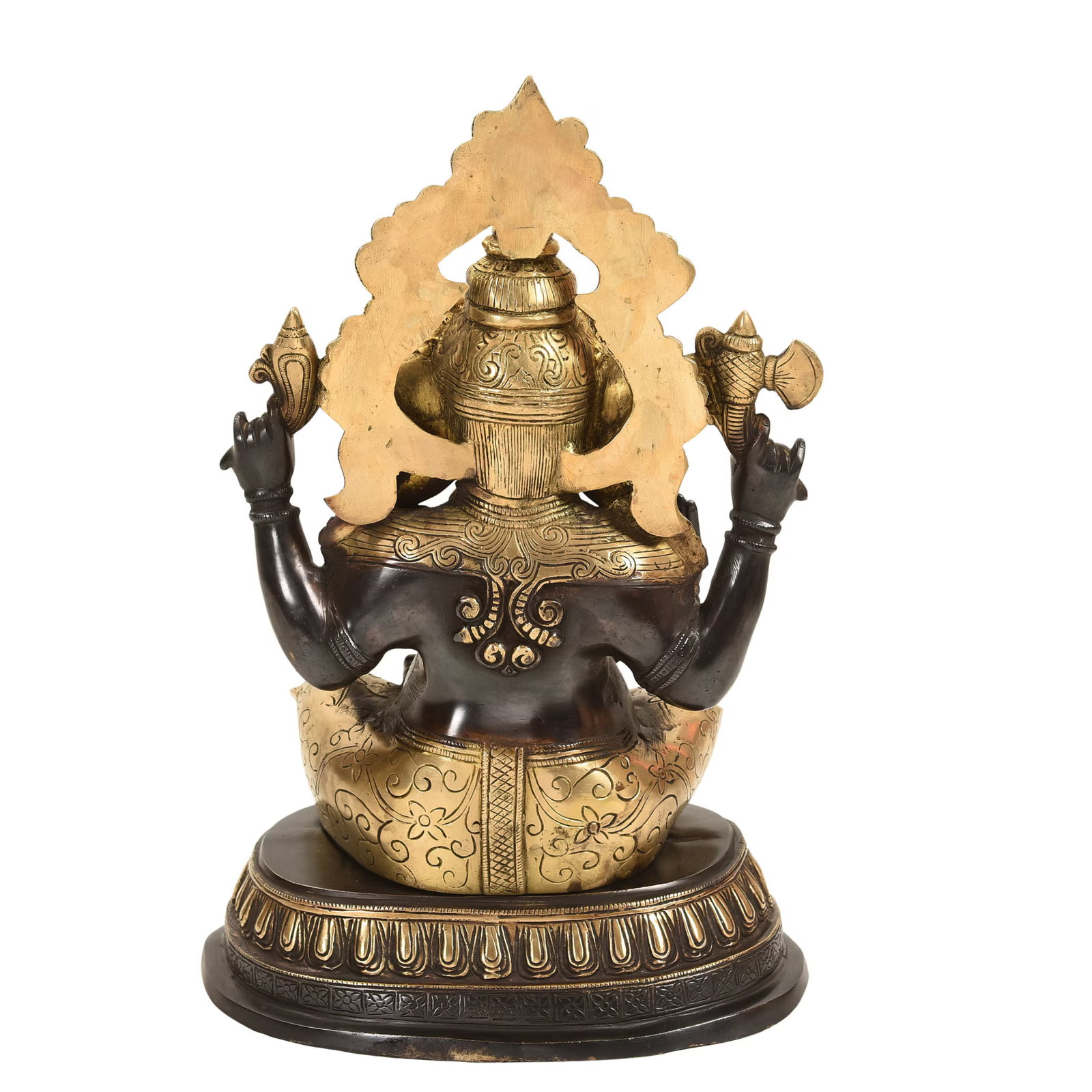 Mid 20th Century 18" Black & Gold Ganesha Brass Statue - 7