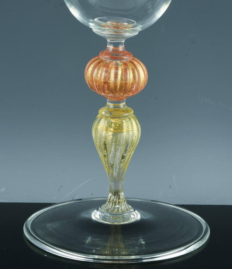 Murano Art Glass Red Wine Glasses-Set of Ten - 3