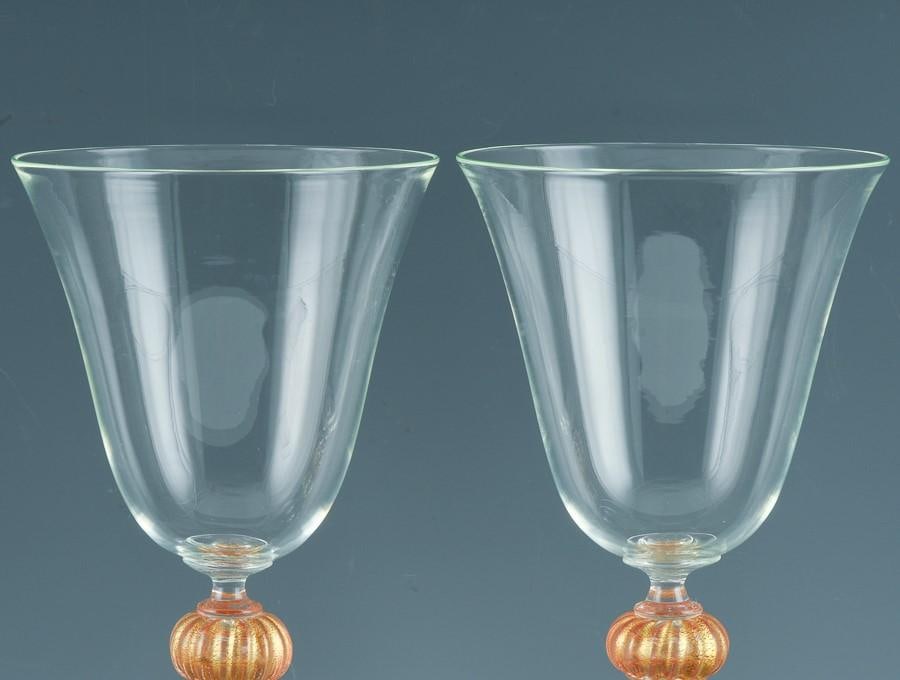 Murano Art Glass Red Wine Glasses-Set of Ten - 4