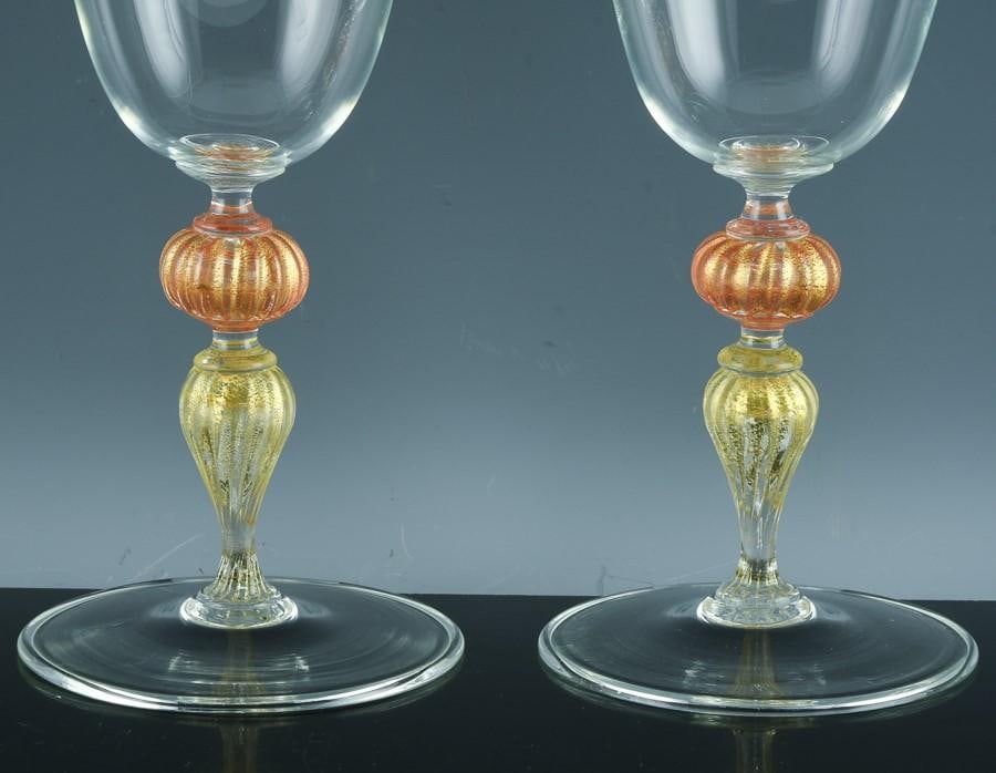 Murano Art Glass Red Wine Glasses-Set of Ten - 6
