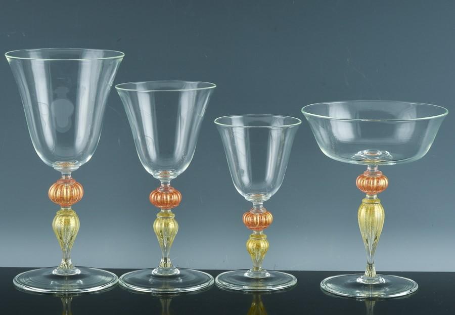 Murano Art Glass Red Wine Glasses-Set of Ten - 7