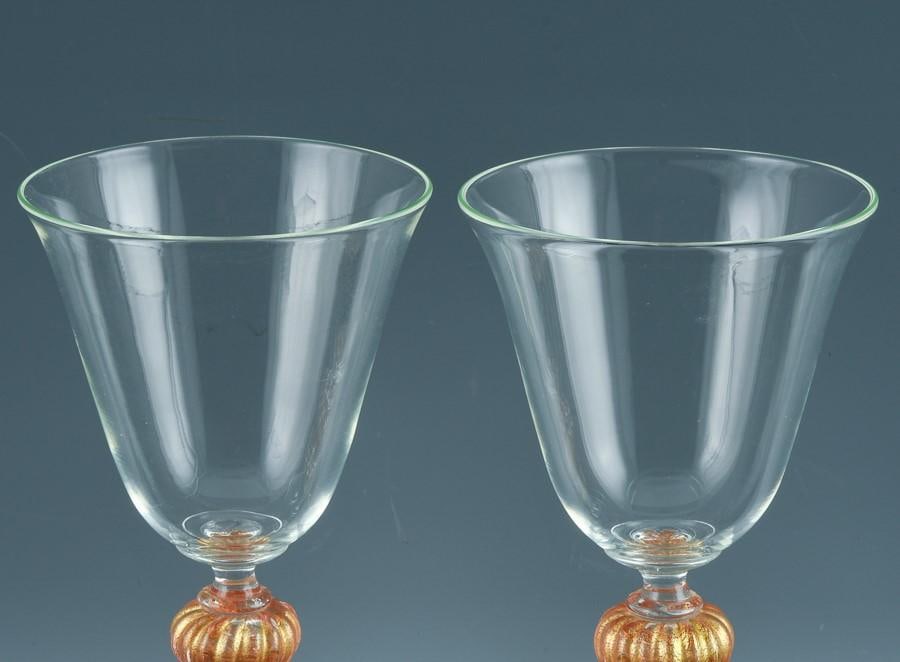 Murano Set of Renaissance-Inspired Art Glass Wine Glasses-Set of Ten - 5