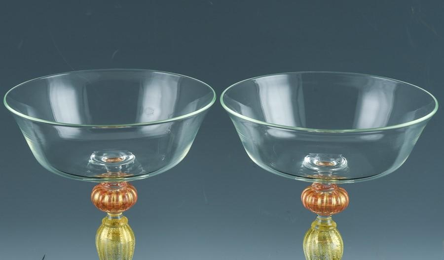 Murano Renaissance-Inspired Art Glass Champagne Coupes-Set of Ten - 4