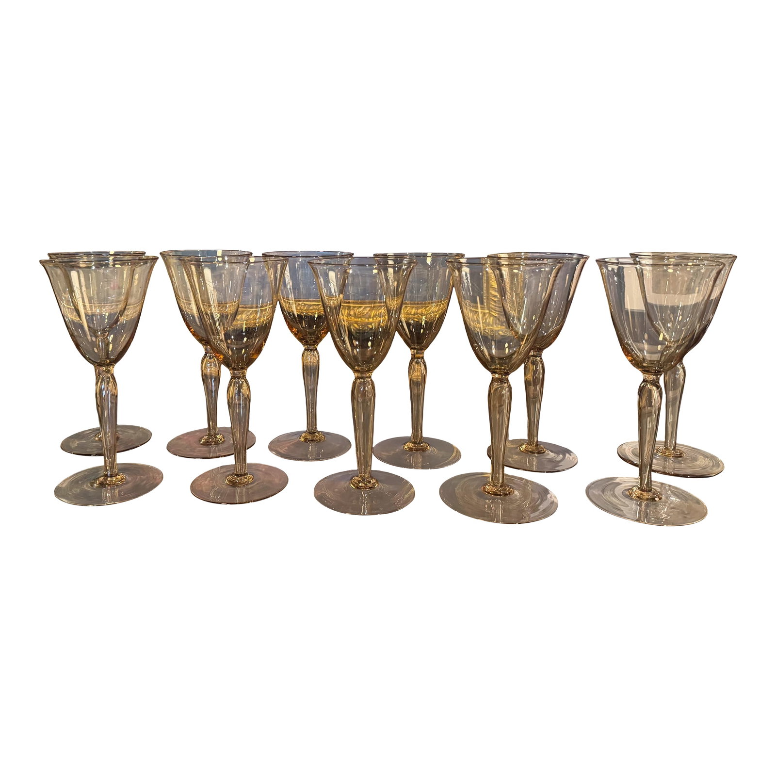 1920s Murano Glass Stemware by Renowned Glassblower Vittorio Zecchin -Set of 11 (1 of 7)