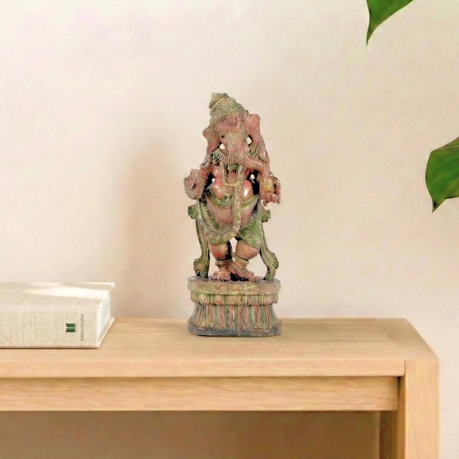 Vintage Handcrafted Large Dancing Ganesha Statue | 20" Tall Hand Painted Wood Hindu Deity Figurine | - 2