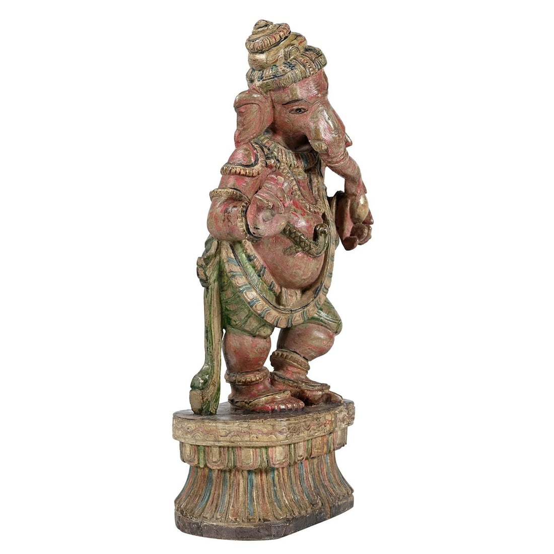Vintage Handcrafted Large Dancing Ganesha Statue | 20" Tall Hand Painted Wood Hindu Deity Figurine | - 3